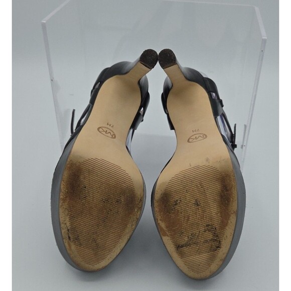 Michael Kors Strappy Platform Peep-Toe Stiletto Heels Size 7 Black Buckle Women - Picture 9 of 9